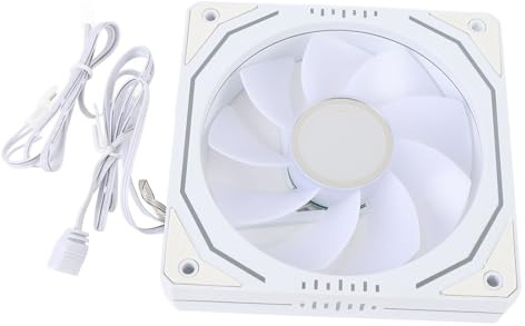 ASHATA ARGB PC Lüfter 120mm, LED Leuchtkühler Lüfter, 9 Flügel Design, PWM Regelung 800-1800 U/min, 4-Pin + 3-Pin Anschluss, Vibrationsdämpfer (Rückwärtsklingen)