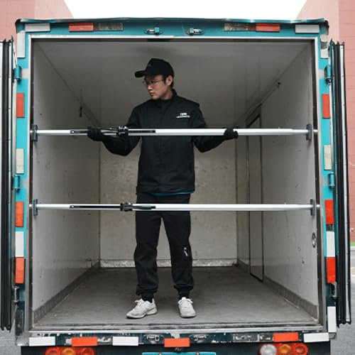 2 Pack Cargo Stabilizer Bar Box Truck, Retractable Aluminum Cargo Restraint Bars for Moving Households Items Divider Pole, Ratcheting Load Bars with Anti-Slip Foot Pad(2-2.38m/6.6-7.8ft)
