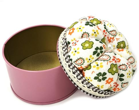 Gissroys Blumen-Nadelkissen mit Metall-Aufbewahrungsbox, Nähnadel-Halter für Nähgarn, Quiltnadel und Bastelzubehör