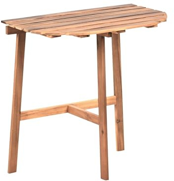 Beliani Table de Bistrot de Jardin en Bois d'Acacia Demi Ronde 70 x 44 cm Pliable Meuble d'Extérieur Marron Osigo