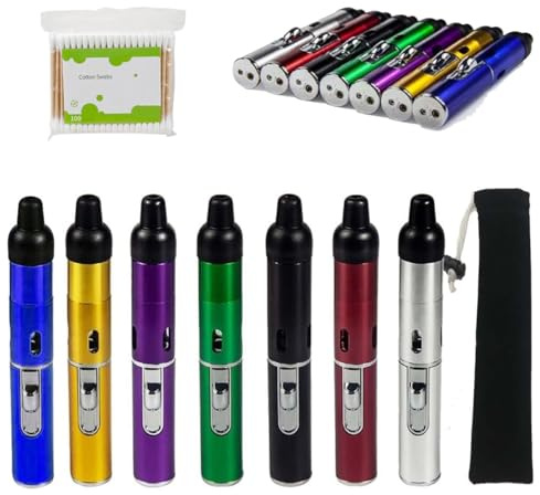 Metal Tobacco Pipe Aroma Lighter with Volcanic Rock, Multi-purpose Portable Torch Ligters, Handheld Metal All-in-One Tube, Detachable Refillable Butane Pipe Lighter for Camping Outdoor BBQ Hiking