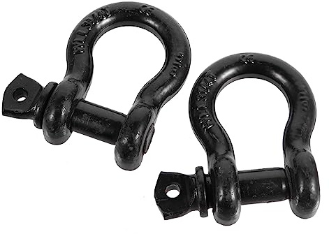 TOPBATHY 2pcs Offroad Shackle D-rings Winch Cable Hook Stopper Stainless Steel Shackle for Trailer Lashing