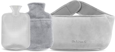 Bolsa de Agua Caliente, 1.2 L Bolsa Agua Caliente, 3 In 1 Hot Water Bottle, Bolsa Caliente Menstruación, con 120cm Cubierta de Cintura, para Cuello, Hombros, Espalda, Piernas, Calor o Alivio del Dolor