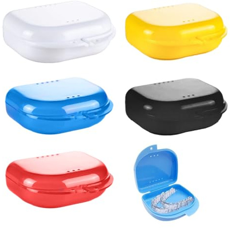 ZORVYN Lot de 5 boîtes pour appareil dentaire, prothèses dentaires avec trous d'aération, étui pour la conservation de protège-dents, prothèses, orthodontiques, gouttières, bouchons d'oreilles, etc.