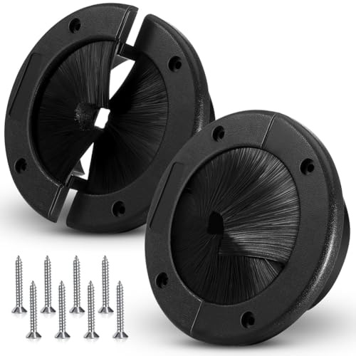 Lamsimoy Wall Floor Cable Management System 6 Round Brush Grommet 2-Pack for Home Data Center Raised Floor Airflow Control