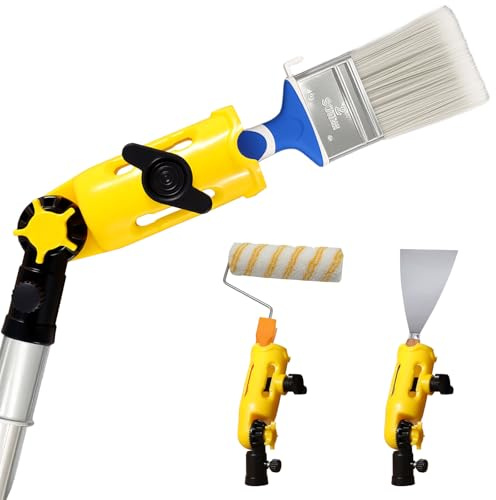 Prozwee Upgraded Multi-Angle Paint Brush Extender Holder，Extension Pole Attachment Fits Most Rollers, Brushes & Scrapers, Easily Reach Ceilings, Walls & Corners