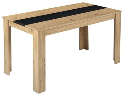 GOKHOMX Esstisch Holz 140 x 70 cm für 6 Personen, Küchentisch Rechteckiger Esszimmertisch, Holz Tisch Küche Groß für Esszimmer Küche Restaurant oder Wohnzimmer, Eiche und Schwarz, 140x70x75 cm