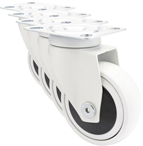 WAGNER Design - 3C - Lenkrolle/Apparaterolle/Transportrolle/Möbelrolle - weiß, Softlauffläche, Durchmesser Ø 75 mm, Kugellager, Tragkraft 75 kg - 01227601 (Packung mit 4)