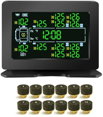 Sistema de monitoreo de presión de neumáticos de camión con 12 sensores (15 bar 12 neumáticos)
