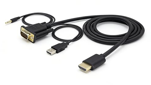 HDMI to VGA Converter Cable 1.8M 1080p 60Hz HDMI Input to VGA Output Lead with 3.5mm Audio Jack for Projector Laptop Xbox PS4 Desktop