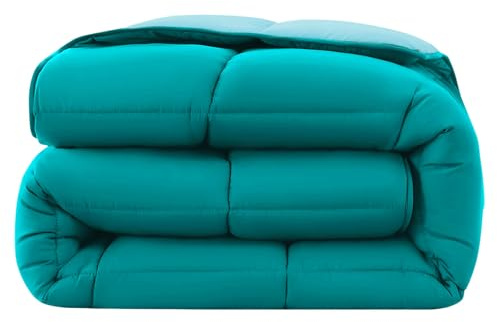wometo Couette 155 x 220 cm - Certifié Öko-Tex - Design réversible - Turquoise et bleu clair