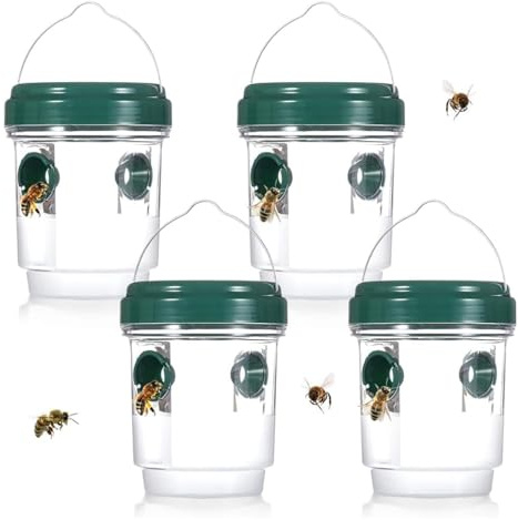 QiSino Ensemble de pièges à guêpes 4 pièces, piège à frelons géants asiatiques, piège à guêpes Amovible et réutilisable (Vert)