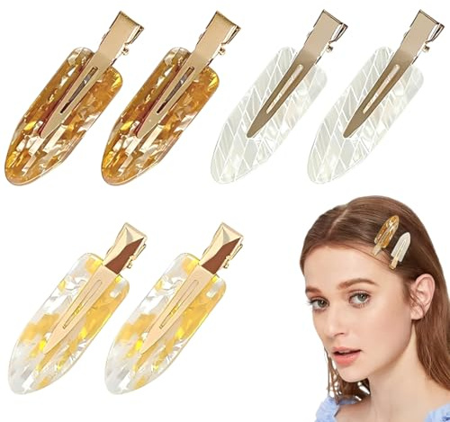 JHAZUN 6 Pièces Pince Plate Cheveux Barrette Sans Courbure Coiffeur Maquillage Hair Clip Plates en Résine Acrylique Pinces à Cheveux Sans Pli pour Salon de Coiffure Bangs Wavy Maquillage