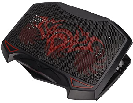 SUPYINI Gaming Laptop Cooling Pad with Red LED 3 Quiet Fans Adjustable for 16in Laptop Home and Office Use