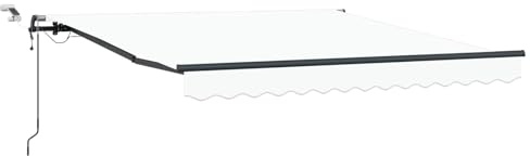 GHVBNMF Tenda da sole elettrica con braccio articolato, 300 x 250 cm, colore bianco, tenda motorizzata a cassetta, in poliestere, con telecomando e sensore di vento, tenda da sole retrattile per