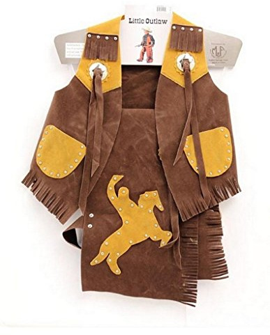 M & F Western Boys' Faux Suede Vest And Chaps Set Brown X-Large