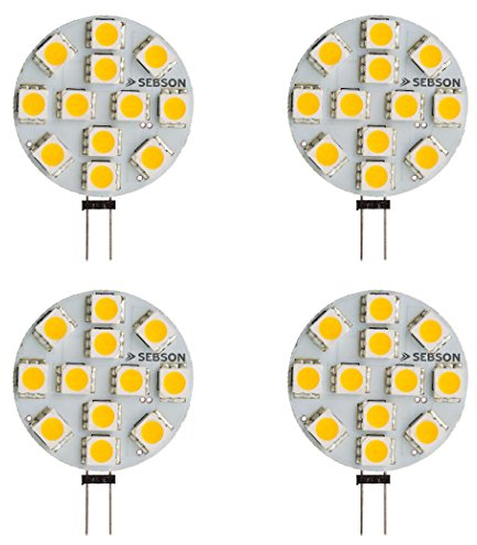 SEBSON LED Lampe G4 warmweiß 3W (2.5W), ersetzt 20W Glühlampe, 200lm, GU4 Stiftsockel 12V DC, Leuchtmittel 130°, 4er Pack