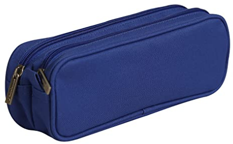Clairefontaine 8478C Schlampermäppchen Basic (rechteckig, 2 Reißverschlüsse, 22 x 7 x 8 cm, aus Textil, robust und praktisch) 1 Stück farbig sortiert