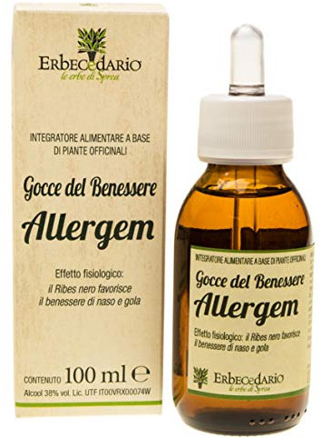 Gocce Benessere Allergem con Ribes Nigrum e Rosa Canina, Integratore Per il Benessere del Naso Chiuso e Coadiuvante Contro le Allergie in Primavera Gocce 1 Flacone 100 ml