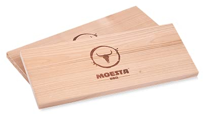 MOESTA-BBQ 10682 HolzPlanke XXL 2er Set aus Erlenholz - Wiederverwendbare Räucherbretter ohne Rinde in Übergröße