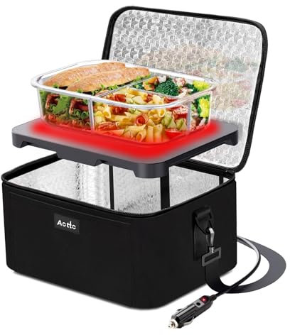 Aotto 2-in-1 Portable Mini Oven - Vehicle Plug - Black - 12V/24V - 2 Quarts - Food Warmer
