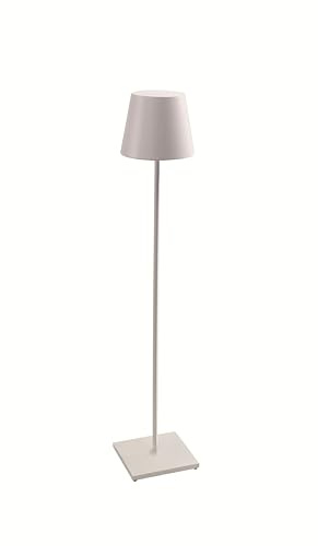 Zafferano, Poldina XXL Lampe, Kabellose, Wiederaufladbare Stehlampe mit Touch Control, Geeignet für Wohnzimmer und Außenbereich, Dimmer, 2700-3000 K, Verstellbare Höhe 69-150 cm, Farbe Weiß