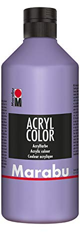 Marabu 12010075007 - Acryl Color lavendel 500 ml, cremige Acrylfarbe auf Wasserbasis, schnell trocknend, lichtecht, wasserfest, zum Auftragen mit Pinsel und Schwamm auf Leinwand, Papier und Holz