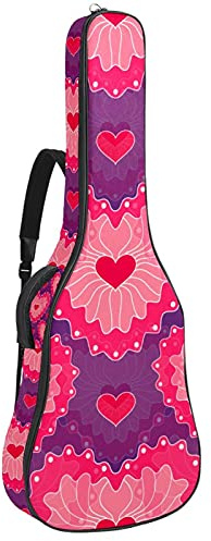 Weiche E-Gitarre Gigbag mit zwei verstellbaren Schultergurt für Bassgitarre Akustik und klassische Volksgitarre Pink Love Loving Heart