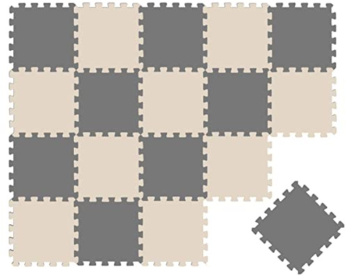 LittleTom 18 Teile Spielmatte Baby Puzzlematte ab Null - 30 x 30 cm Krabbelmatte Bodenmatte Kinder - Puzzle Teppich Kinderzimmer Matte - Outdoor Bodenschutzmatte Spielteppich Eva Schaumstoff Isomatte