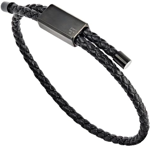 Forge & Foundry Men's Adjustable Black Twisted Leather Bracelet | Design-Led, Artisan Jewellery From London