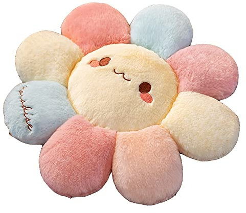 25,5 Zoll / 65 cm Sonnenblumenkissen, weiche und komfortable Sonnenblumen -Smiley -Kissen, Blumenkissen, farbenfrohe Sonnenblumenplüschspielzeug -Schlafzimmer -Ladenrestaurant Dekor (farbenfroh)