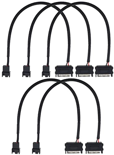 Create idea 5PCS SATA 15Pin A 3Pin/4Pin PC Ventilador con Caja Cable Adaptador Corriente Conector PWM SATA Enfriador Computadora Ventilador Refrigeración Cable de Extensión Alimentación 30cm