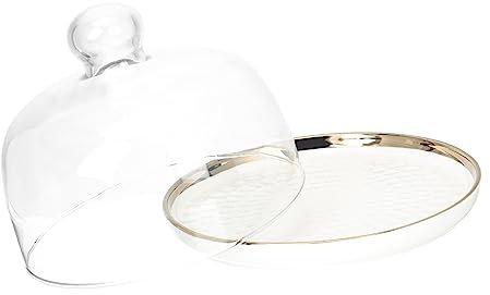 BESTonZON 1 Jeu Moule à Gâteau Couvert Couverture De Présentation De Gâteau Beurrier Plateau Présentoir à Desserts Plat à Gâteau Décoratif Nourriture Un Verre en Forme De Cloche Blanche