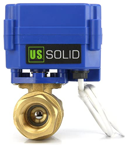 U.S. Solid Motorisierter Kugelhahn - G3/4 Messing-Elektrischer Kugelhahn, Standardport, 9-24V AC/DC und 3-Draht-1-Wege-Positive-Break-Setup