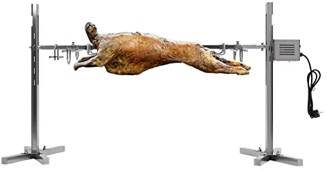 Barbecue à cochon d'agneau en acier inoxydable - Barbecue à rôtissoire à gaz électrique - Avec moteur - Hauteur réglable - Fourchette électrique - Pour le camping et la famille - 220 V - 25 W