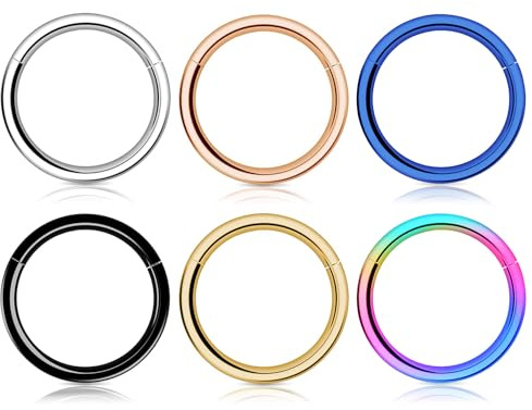 Woffoly Nasenring für Damen Herren, 316L Chirurgenstahl Sleeper Hoop Ohrringe Septum Clicker Klappring, hypoallergener Conch Lobe Piercing Daith Helix Schmuck