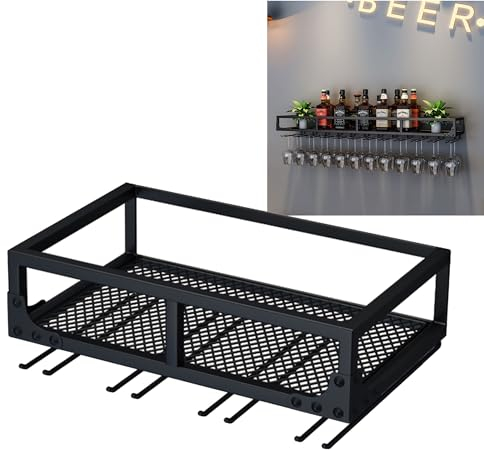 Botellero Vino Pared Vinoteca con Portavasos Wine Rack Garrafeira de Vino Mueble Bar para Salon Mini Bar para Casa Muebles Cocina Esquineras Pared para Cocina Despensa Bodega Bar ( Color : Nero , Size