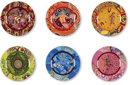 Excelsa Aboriginal Set 6 Sottopiatti, Diametro 33 Cm., Plastica, Riutilizzabili