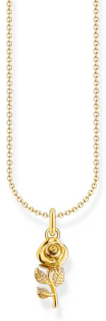 THOMAS SABO Kette mit Rosen-Anhänger vergoldet 750 Gelbgold Vergoldung, 925 Sterlingsilber