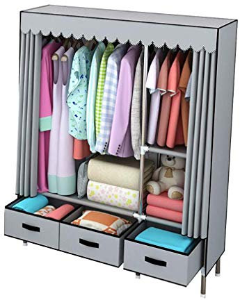 Stoffschrank, Kleiderschrank, tragbarer Schrank, Kleiderschrank, Aufbewahrungsschrank, Stehschrank, Stoffschrank, tragbarer Kleiderschrank, grau_125 x 45 x 168 cm