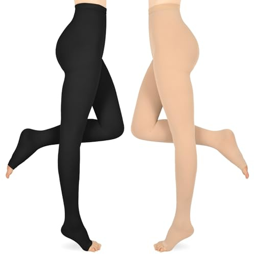 Wegitcs 15-20 mmHg Medizinische Kompressionsstrumpfhose Damen & Herren Lang | 2 Paar Abgestufte Kompressionsstrümpfe Stützstrümpfe Klasse 1, Kompressionsleggins Damen für Krampfadern und Ödeme, Mix XL