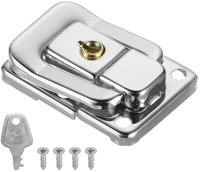 PATIKIL Suitcase Lock Hasp 1.6 x 1.10,1Pcs Iron Toggle Catch Lock with Keys/Screws Latch Clasp for Jewelry Box Wooden Case Toolbox, Silver