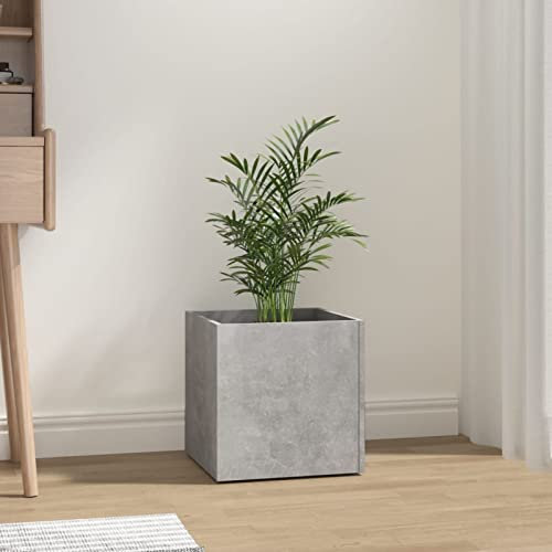 Homgoday Jardinière Gris béton 40x40x40 cm Bois d'ingénierie, Lit Surélevé de Jardin pour Cultiver Fleurs Plantes, Bac de Plantation pour Terrasse Balcon Extérieur