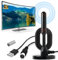 TV Aerial, Indoor TV Aerial for Smart TV with Signal Booster, Portable Outdoor HD TV Antenna With Magnetic Base with 15.3in Coax Cable 250 Miles Range Support 4K 1080P for Home, Caravan, Boat & Car