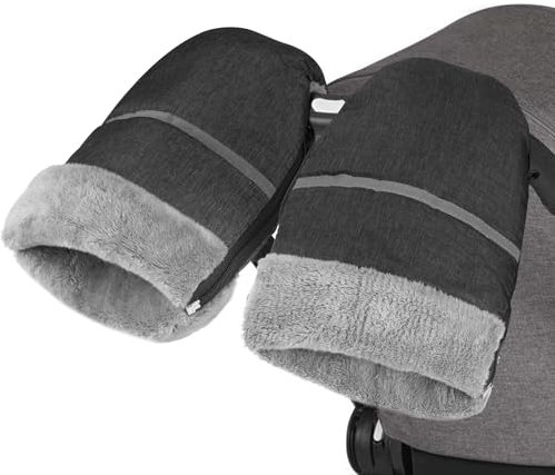 WD&CD Kinderwagen Handwärmer, Handschuhe Handmuff asserfest Winddicht Handschuhe Handmuff für Kinderwagen Buggy,Radanhänger - Grau