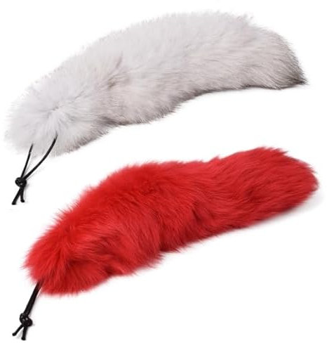 Nocyclonic 2 Pieces Fuchsschwanz Anhänger fox tail Schlüsselanhänger Niedlicher Fuchsschwanz-Schlüsselanhänger, Anhänger, Frauen, Schlüsselanhänger, Pompoms, Schlüsselanhänger 40cm (1)