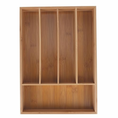 Porte-couverts en bambou, 5 compartiments, 35,5 x 25,5 x 5 cm, OuiChef
