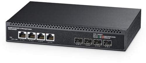 Binardat Commutateur géré 8 ports 10 Gigabit, 4 x 10G RJ45 Ethernet, prend en charge 1G/2.5G/5G/10G, 4 x 10G SFP+, bande passante 160 Gbps, gestion Web L3, commutateur réseau métallique