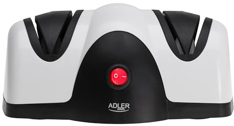 Adler Afilador de Cuchillos Eléctrico AD 4518, 2 en 1 Afilado y Pulido, 60W, Color Blanco y Negro