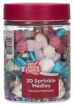 FunCakes 3D Sprinkle Medley Miracle Mermaid: Decorazioni di Zucchero, Sapore Delizioso, Ottime per Decorare Torte, Cupcake e Biscotti, Sprinkle Mix, 70g | Buon Gusto, Perfetto per Decorare Gelati, Torte, Cupcake, Cake Pop, Donut e Biscotti, Mix di Codette di Zucchero